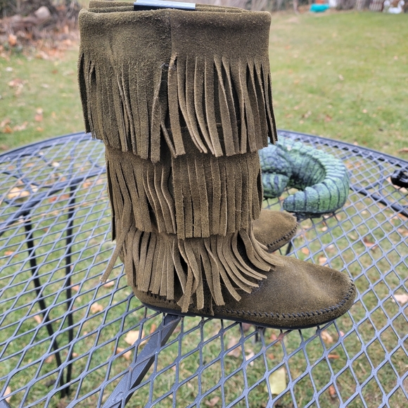 Minnetonka LODEN 3-Layer Fringe Boot Sz 7 - Picture 4 of 8